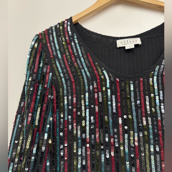 Anthro Velvet Graham & Spencer Black Sequin Tunic Dress NWOT - Picture 8 of 11
